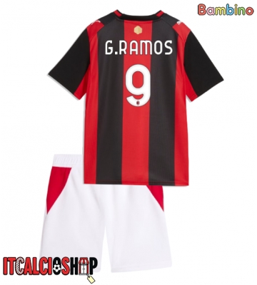 AC Milan Goncalo Ramos #9 Prima Maglia Bambino 2026-27 Manica Corta (+ Pantaloni corti)